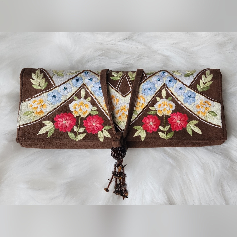 Unique Embroidered and Floral Clutch!